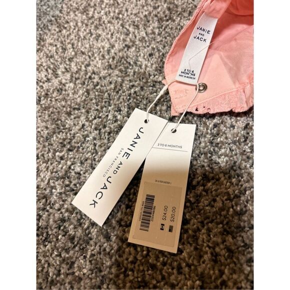 Janie and Jack pink sun hat size 3-6 mos. C11-17 - Picture 3 of 4